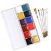 CkFyahp Huile Peinture Visage Pour Adultes Corps 12 Couleurs Palette Peinture Lavable Professionnelle avec 6pcs Brosses Kit p