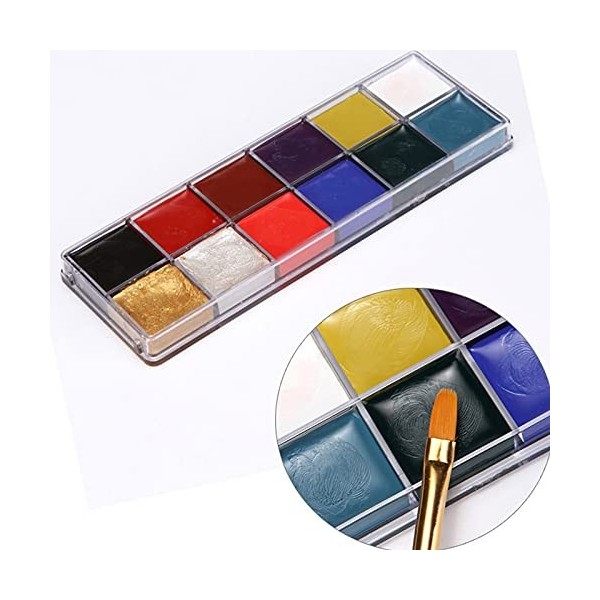 CkFyahp Huile Peinture Visage Pour Adultes Corps 12 Couleurs Palette Peinture Lavable Professionnelle avec 6pcs Brosses Kit p