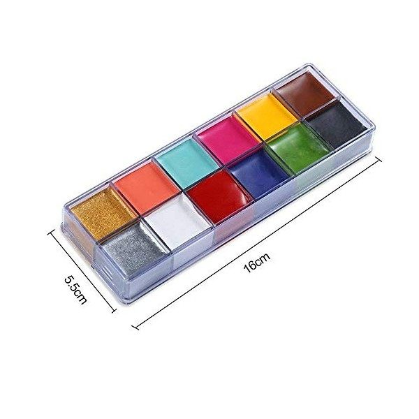 TEEROVA Body Paint Professional 12 Couleurs Flash Face Peinture À Lhuile Art Maquillage Palette Ensemble