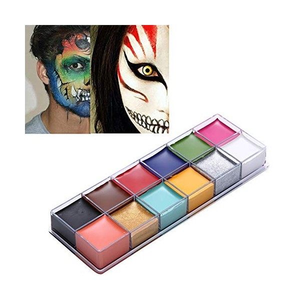 Peinture de graisse de maquillage de 12 couleurs, peinture à lhuile de peinture de corps, Halloween Party Birthday Diy Face 