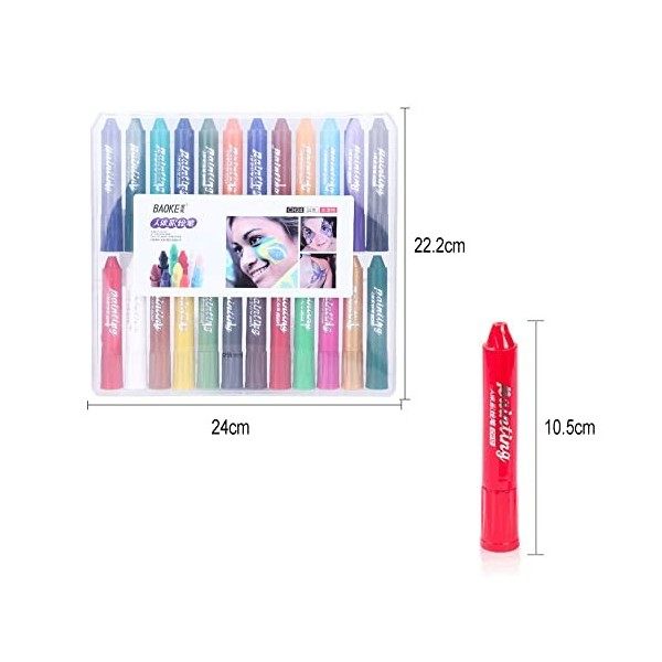 XUBX 24 Couleurs Visage Peinture, Crayons Maquillage Artistique, Crayons Maquillage pour Corps, Maquillage Enfant Bio, Non-To