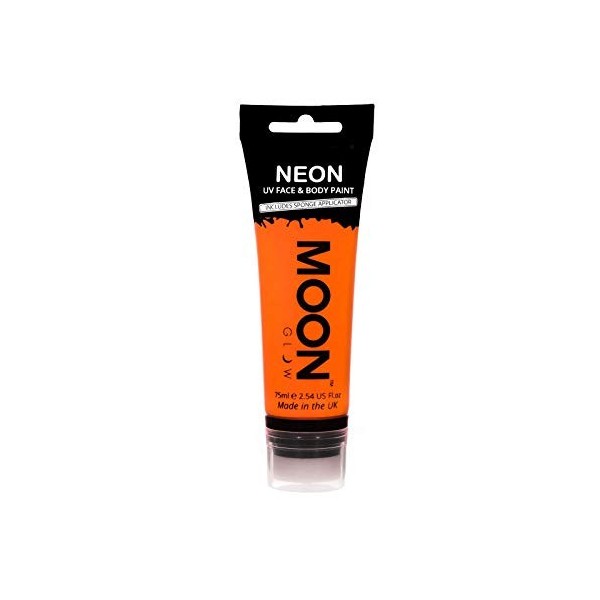 Moon Glow- Peinture UV pour le visage et le corps Supersize Neon - avec applicateur éponge, blanc, 75 ml lot de 1 