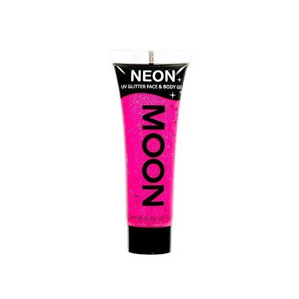 Moon Glow- Neon UV Glitter Face & Body Gel - Peinture pour le visage scintillante, Bleu, 12 ml 1 paquet 