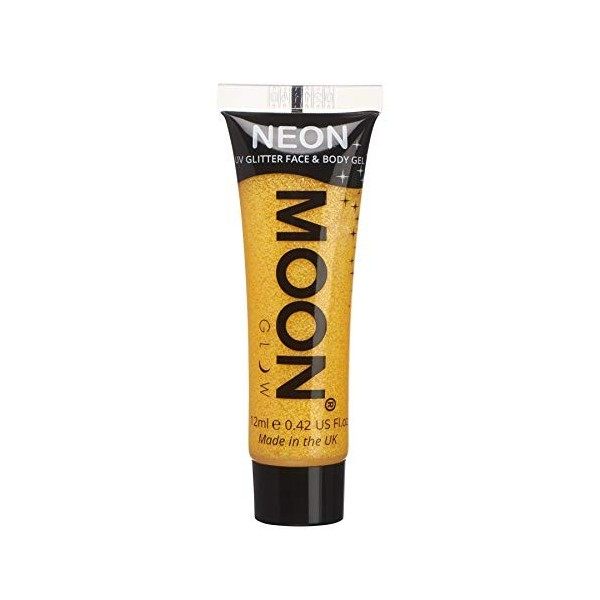 Moon Glow- Neon UV Glitter Face & Body Gel - Peinture pour le visage scintillante, Bleu, 12 ml 1 paquet 