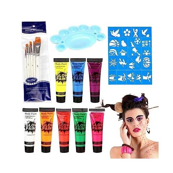 Peinture Visage Fluorescente Peinture Corporelle Fluorescente Pour Adultes Et ,Ensemble De Peinture Pour Le Visage Et Le Corp