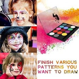 Bocguy Peintures Corporelles, 15 Couleurs Non Toxiques Palette de Qualité Professionnelle Corps Visage Peinture Fournitures a