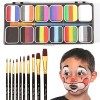 Joyeee Kit de Peinture pour le Visage et le Corps À base deau 6 Couleurs Fluorescente UV Lumineux Glow pour Enfant Carnaval 