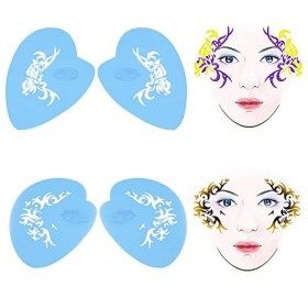Pochoir De Peinture Pour le Visage, 7 Styles/ensemble De Modèles De Peinture Corporelle Réutilisables, Conception Faciale De 