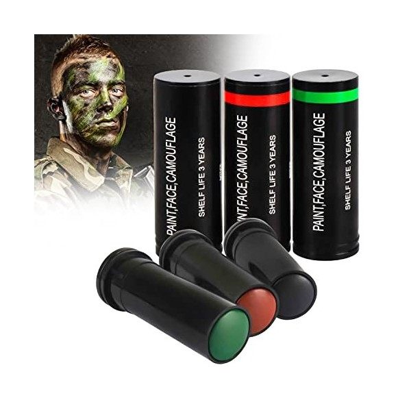 Cotensta 3 Pièces de Camouflage Kit de Peinture pour le Visage, Mini Kit de Peinture pour le Visage, Maquillage Militaire de 