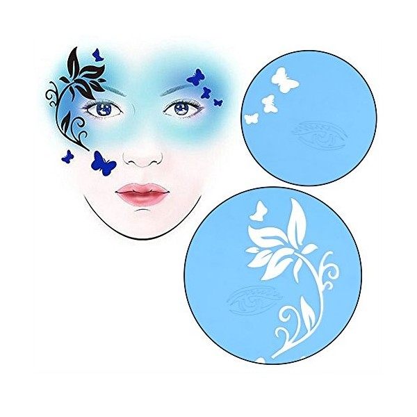 7 styles/ensemble réutilisable peinture visage pochoir modèle de peinture de corps fleur papillon conception du visage