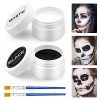 Peinture Corporelle Noir et Blanc avec 2 Pinceaux de Maquillage - Peinture Visage Noir Blanc Maquillage Clown Halloween Makeu