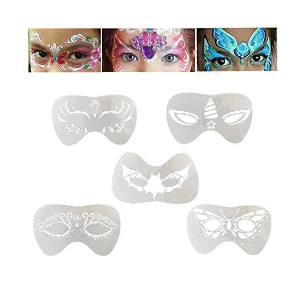 5 Pcs Pochoirs Pour Le Visage De Carnaval Réutilisables Modèles De Peinture Pour Le Visage Pour Enfants Peinture De Visage De