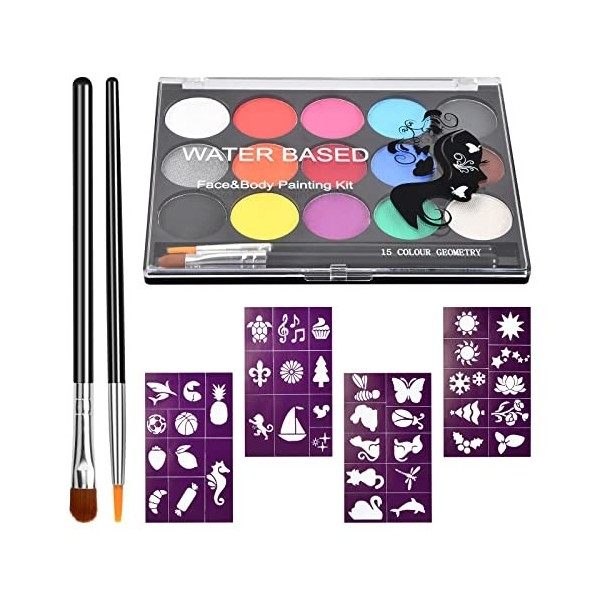 Vesaneae Kit de Peinture pour Le Visage, Palette de Maquillage pour Enfants, Convient pour Les Festivals de Musique, Les Fête