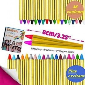 CAIHINIER 36 Couleurs Crayons Maquillage Artistique, Visage Peinture,Sûr, Non-Toxique, Lavable,Peinture Corporelle avec 2 Poc