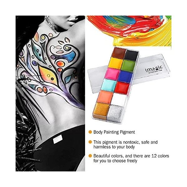 Visage Maquillage Pigment 12couleurs visage corps peinture huile sûr enfants flash tatouage peinture visages peinture à lhui