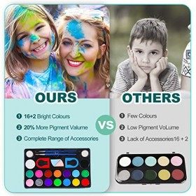 Peinture Corporelle pour Le Visage, 16 Couleurs Maquillage Carnaval Palette Maquillage Enfant Maquillage Halloween pour Visag