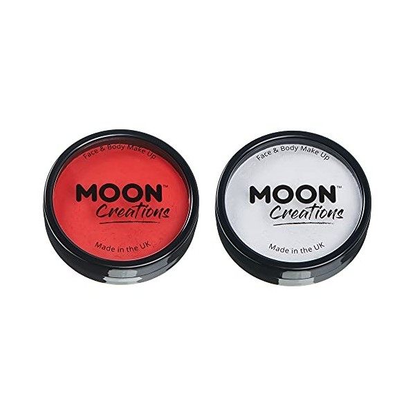 Moon Creations Pots à gâteau professionnels pour le visage et le corps – Couleurs rouges et blanches – Peinture professionnel