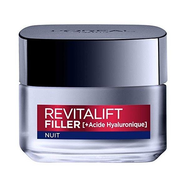 LOréal Paris - Soin Nuit Revolumisant Anti-Rides & Volume - Crème Hydratante & Anti-Âge - Concentré en Acide Hyaluronique - 