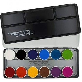 Senjo Color Palette Maquillage Enfant, Les Adultes, et Professionnel Artistique pour Le Visage et Corps 12 Couleurs, kit Maqu