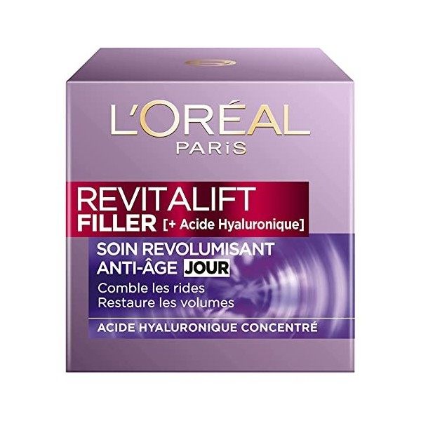 LOréal Paris - Soin Anti-Âge Revolumisant - Crème Jour Anti-Rides & Volume - Hydratation & Fermeté - Enrichi en Acide Hyalur ...