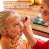 OOTSR 24 Pièces Pochoir Maquillage Enfant Adulte, Modèle de Tatouage pour Anniversaires Halloween Noël, Kit de Tatouage de Pe