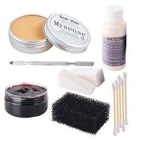 Mysense Kit de maquillage liquide en latex pour cicatrices, plaies, brûlures avec gel sanguin coagulé et spatules Q-tips
