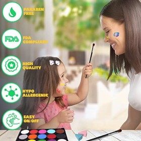 Kit de Peinture Corporelle pour le Visage, Peinture Visage, Peinture Corporelle Professionnelle 18 Couleurs, Pâte de Peinture