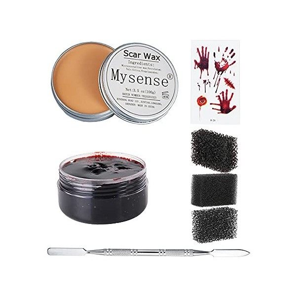 Mysense Kit de cire de cicatrices SFX - 100 g - Pour maquillage - Effets spéciaux - Faux moulage de plaies - Peinture corpore