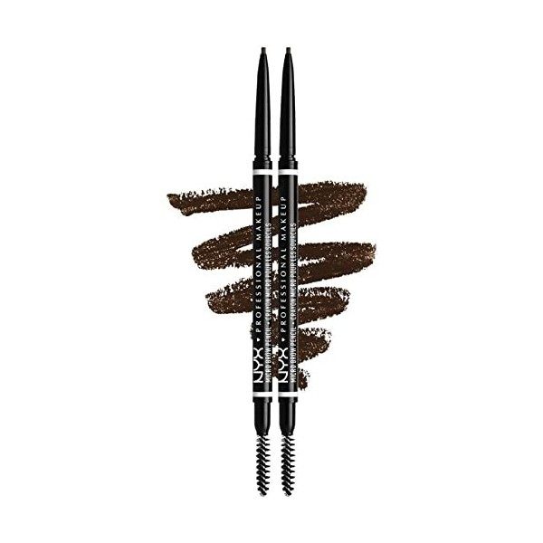 NYX Professional Makeup Crayon à Sourcils Micro Brow Pencil, Crayon Ultra-Fin Double-Embout avec Mine Rétractable et Goupillo