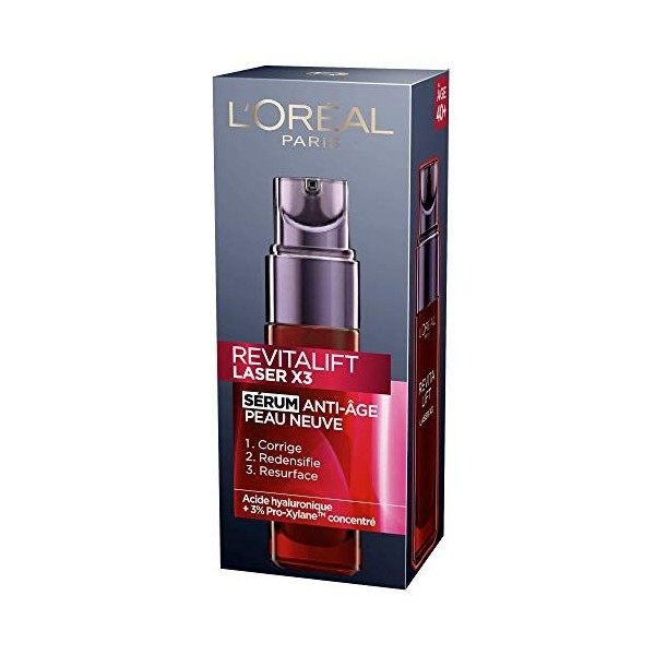 LOréal Paris - Revitalift Laser X3 - Sérum Visage Anti-Âge Peau Neuve Triple Action Multi-Correction - À lAcide Hyaluroniqu C...