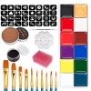 Kit de Peinture Visage Enfant, Palette de Maquillage Body Painting Maquillage pour Enfant, 12 Couleurs Peinture de Visage 32 