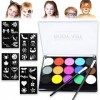 Palette de Maquillage Enfants, Palette de Maquillage de Fête, Maquillage pour Le Corps et Peinture, 15 Couleurs Visage Kit de