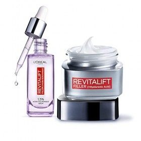 LOréal Paris - Coffret Routine 2 Produits Anti-Âge & Anti-Rides - Sérum Repulpant + Soin Jour Volumisant - Enrichi à l’Acide ...