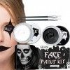 JINGLING Peinture De Visage pour Halloween, Kit De Maquillage Pourvisage Noir Et Blanc avec Pinceau De Maquillage, Maquillage