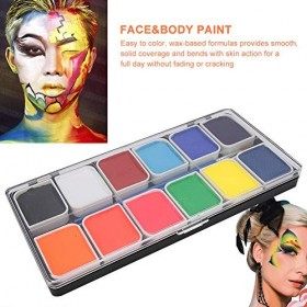 Pigment de peinture pour le corps professionnel 12 couleurs à base deau Kit de peinture pour le visage Art corporel Hallowee