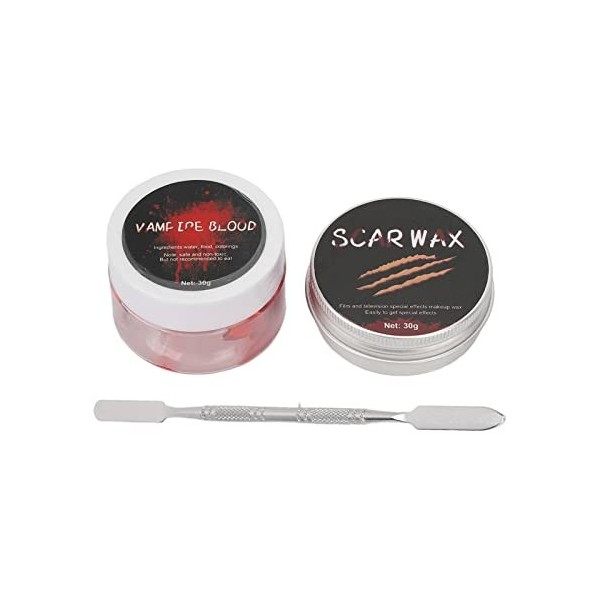 Kit de Cire de Cicatrice, Kit de Maquillage pour le Visage DHalloween de Style Cosplay Dhorreur Bricolage Comprenant 1 X Ci