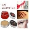 Kit de Cire de Cicatrice, Kit de Maquillage pour le Visage DHalloween de Style Cosplay Dhorreur Bricolage Comprenant 1 X Ci