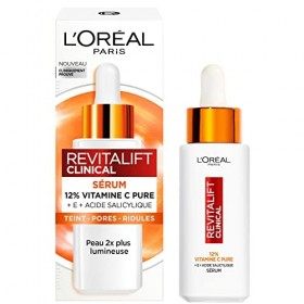 L’Oréal Paris – Sérum 12% Vitamine C Pure + Acide Salicylique + Vitamine E – Antioxydant & Anti-Âge – Teint irrégulier, Pores...