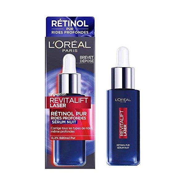 LOréal Paris - Sérum de Nuit Rétinol Anti-Rides - Soin Visage Anti-Âge Spécial Rides Profondes - Peau Raffermie & Souple - T