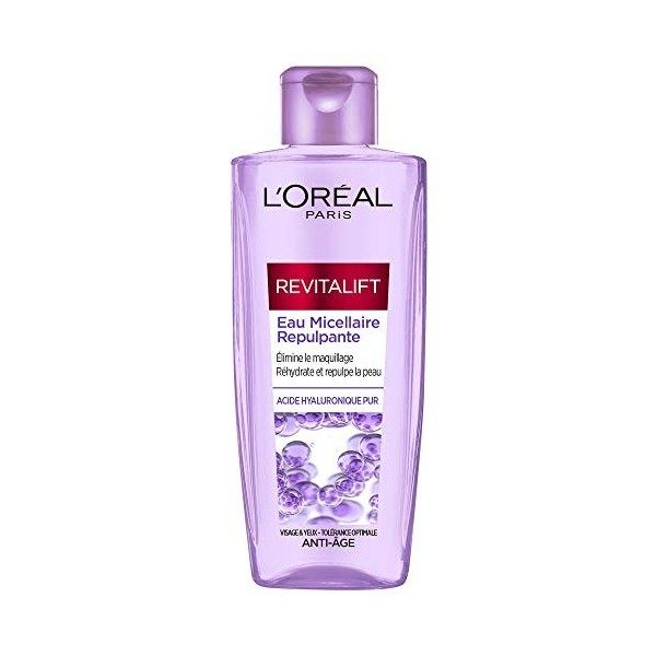 LOréal Paris - Eau Micellaire Repulpante Anti-Âge - Démaquille, Réhydrate & Repulple - À lAcide Hyaluronique Pur Anti-Rides C...