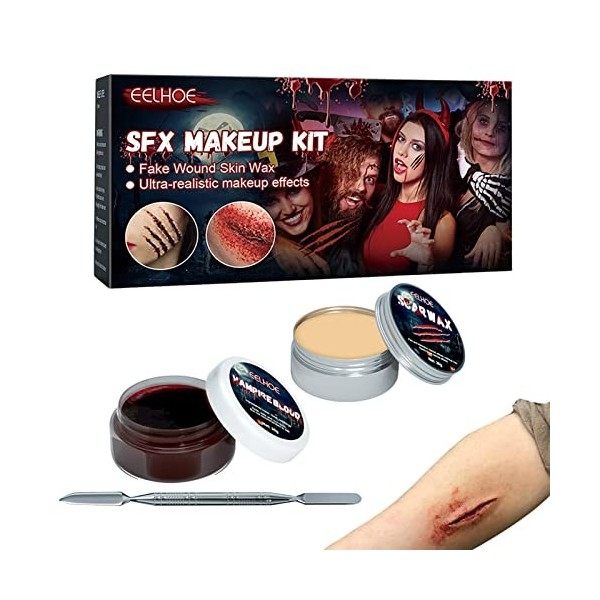 Générique 5 Pcs Kit de Cire de Cicatrice Gel de Faux Sang | Kit de Cire cicatricielle | Faux Sang Gel SFX Halloween Vampire M