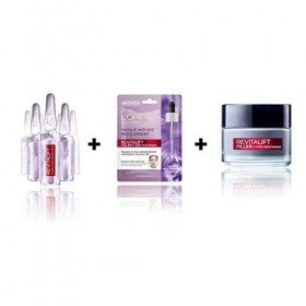 LOréal Paris - Revitalift Filler - Coffret Routine Anti-Âge Revolumisante - À lAcide Hyaluronique Pur - Cure Ampoules 7 Jou