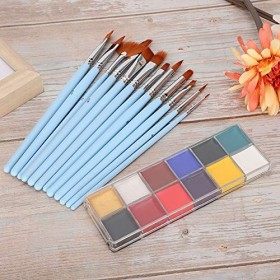 Ensemble de Peinture à lhuile Palette de Maquillage Halloween Kit de Pinceaux Body Drama 12Color Carnival Easter 12Pcs 12 Co