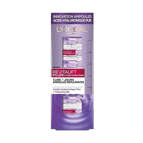 L’Oréal Paris - Revitalift Filler - 7 Ampoules Anti-Rides Repulpantes à lAcide Hyaluronique Pur - Cure Anti-Âge 7 Jours - Hy ...