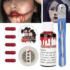 Halloween Fausse Blessure Cicatrices De Sang Cire Cicatrice Cire Kit Lame Fausse Plaie Moulage Modélisation Cire Cicatrice Ha