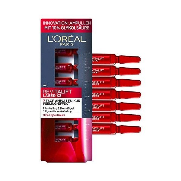 LOréal Paris - Ampoules Effet Peeling Cure 7 Jours Revitalift Laser X3 Crème Jour et Nuit