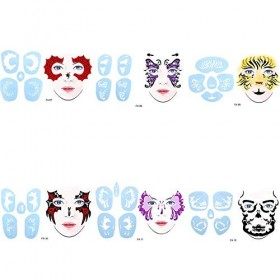 Face Paint Stencil 6 Styles Set Face Paint Stencil Outil de Peinture Cosmétique de Tatouage Réutilisable pour les Carnavals e