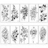 Neoreser Temporaire Tatouages 10 Feuilles, Tatouage Autocollants, Fleurs Noires Tatouage Ephemere Faux Tatouages pour Adultes