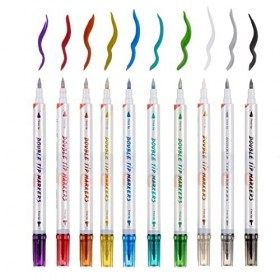 HAWINK Marqueurs de tatouage temporaires pour la peau, 10 marqueurs corporels + 20 grands modèles de tatouage stylo de tatoua