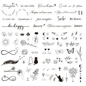 6Feuilles Tatouage Temporaire Italien Autocollant Tatouage Ephémère Etanche pour Garçon Fille Tatouage
